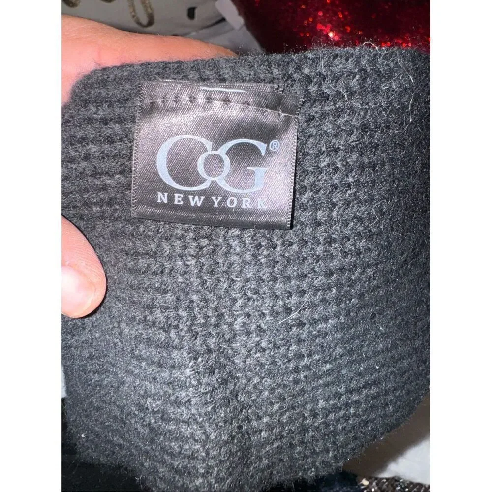 3 piece bling pearl studded headband/w knit fleece lined mittens/gloves